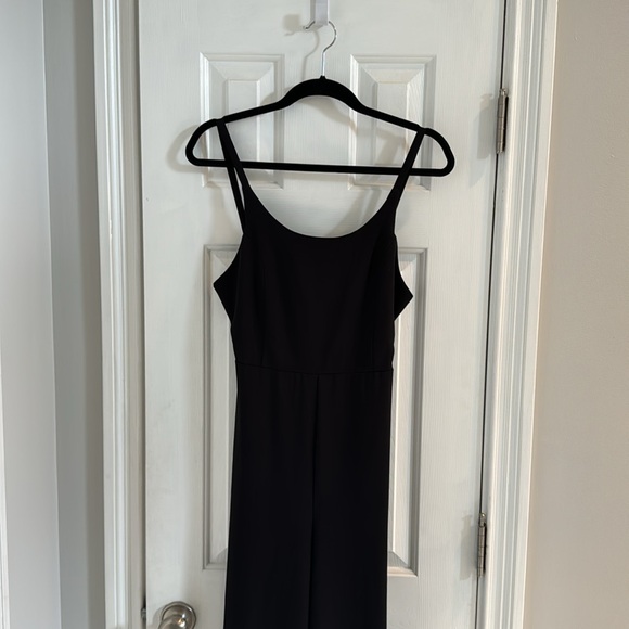 Blue Blush Spaghetti Strap Black Jumpsuit w/ Cut-Out Back & Sash - Picture 2 of 11